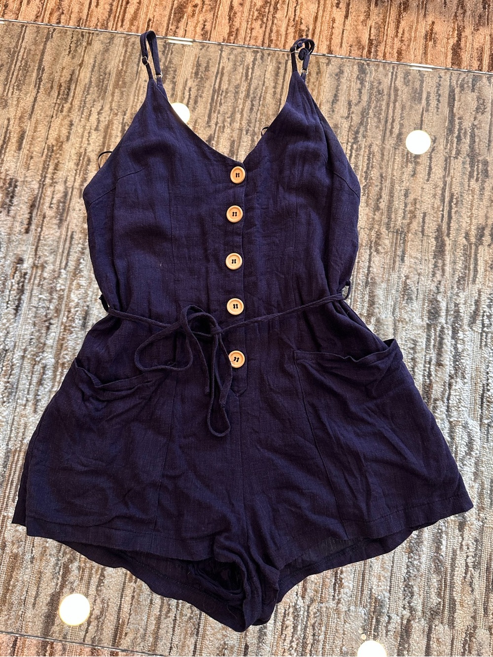 Skylar + Madison Navy Button Down Romper Size M